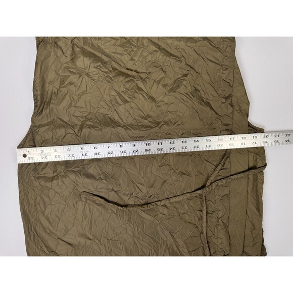 Chalet et Ceci Wrap Vest Womens Medium Olive Green Asymmetrical Crinkle Lined - Picture 7 of 11